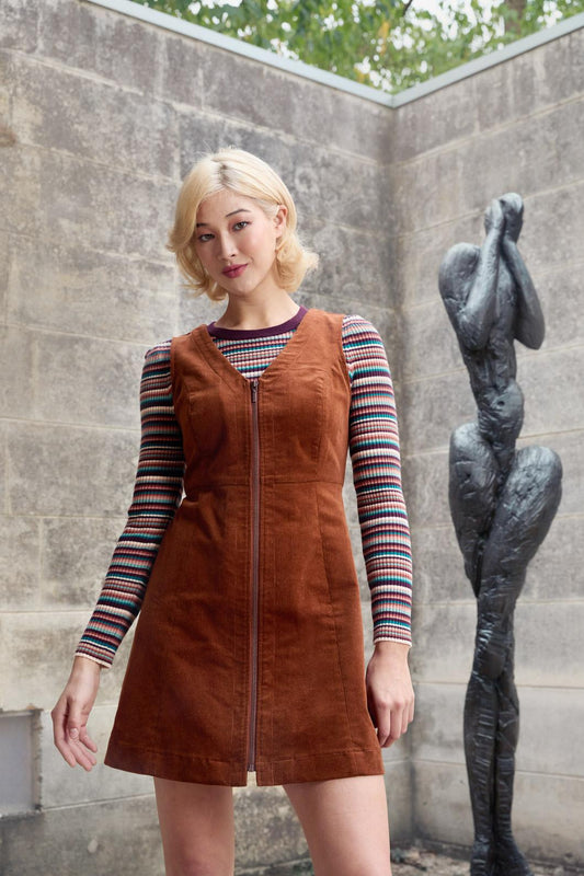 Princess Highway - Honey Cord Pinafore - toffee