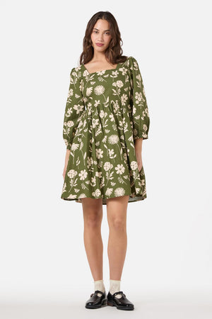 Princess Highway - Variety Fleur 3/4 Sleeve Dress - olive