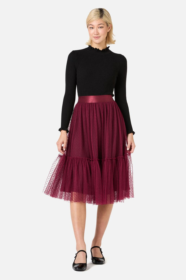 Princess Highway - Keira Tulle Midi Skirt - wine
