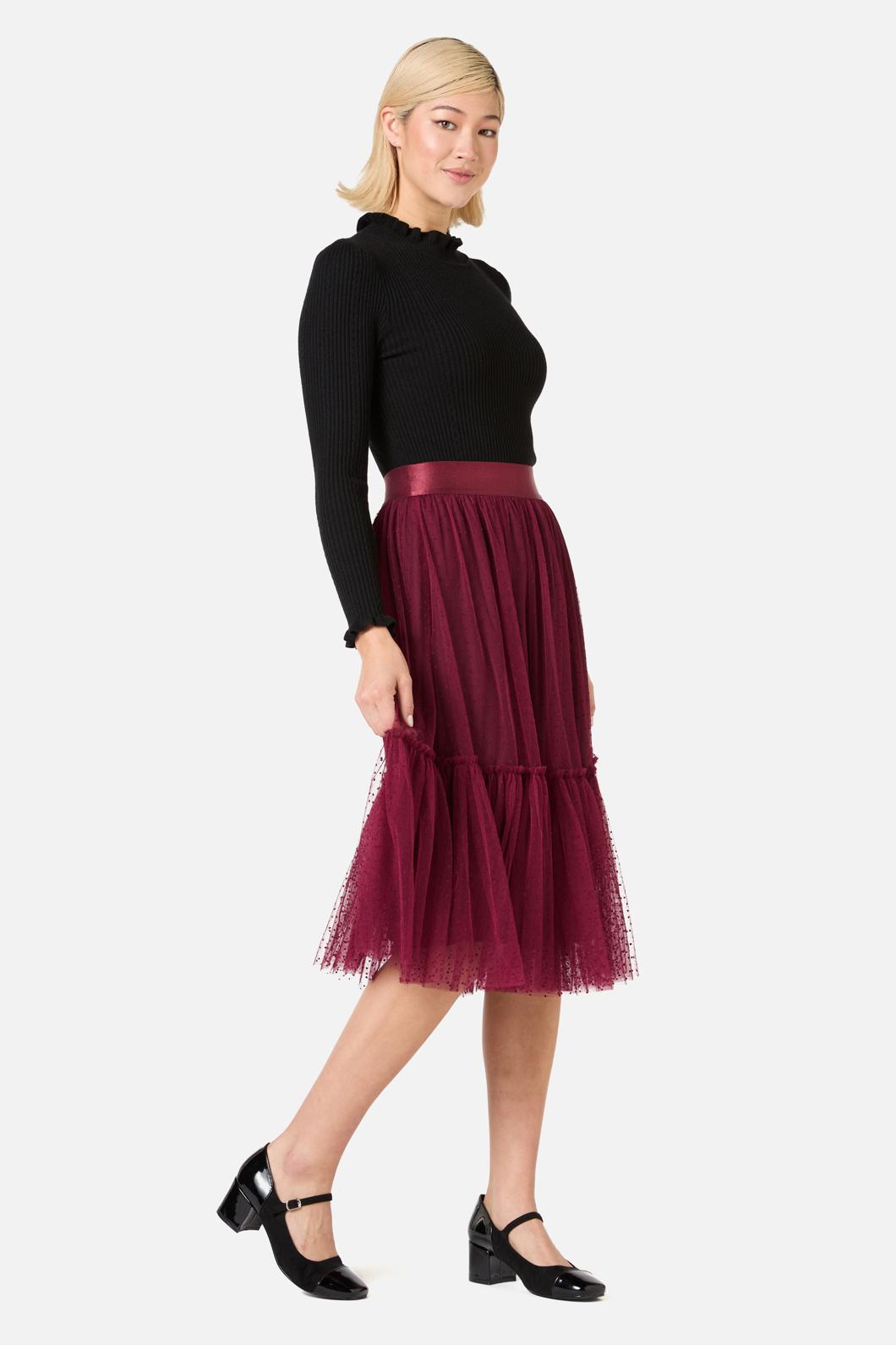 Princess Highway - Keira Tulle Midi Skirt - wine