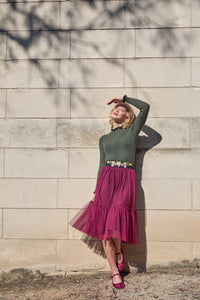 Princess Highway - Keira Tulle Midi Skirt - wine