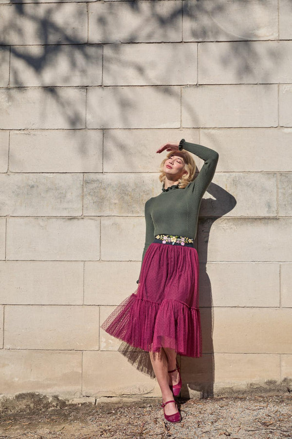 Princess Highway - Keira Tulle Midi Skirt - wine