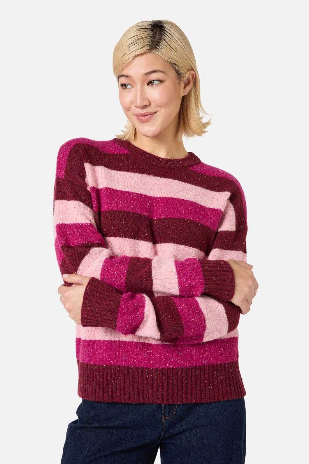 Princess Highway - Aurora Stripe Knit Jumper - berry