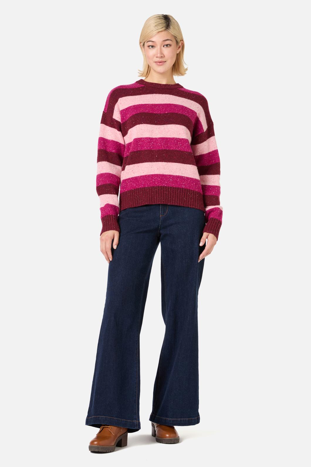 Princess Highway - Aurora Stripe Knit Jumper - berry