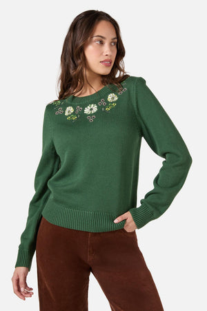 Princess Highway - Viva Floral Embroidered Jumper - green