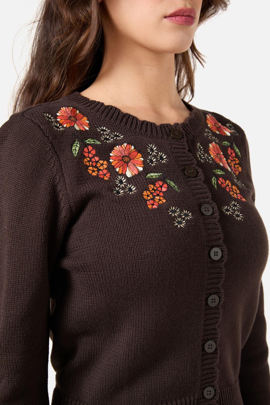 Princess Highway - Viva Embroidered Cardigan - chocolate
