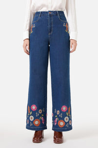 Princess Highway - Viva Floral Embroidered Jean - blue-denim