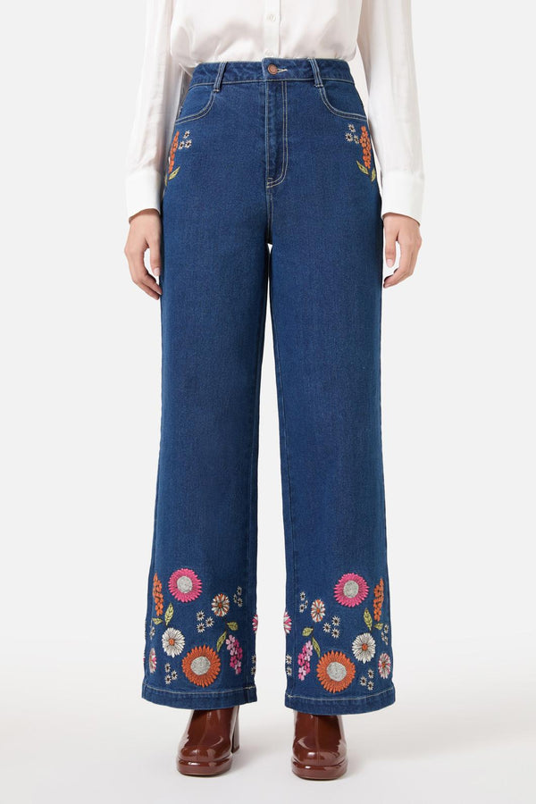Princess Highway - Viva Floral Embroidered Jean - blue-denim