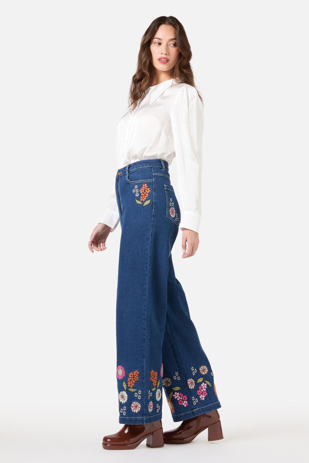 Princess Highway - Viva Floral Embroidered Jean - blue-denim