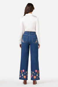 Princess Highway - Viva Floral Embroidered Jean - blue-denim