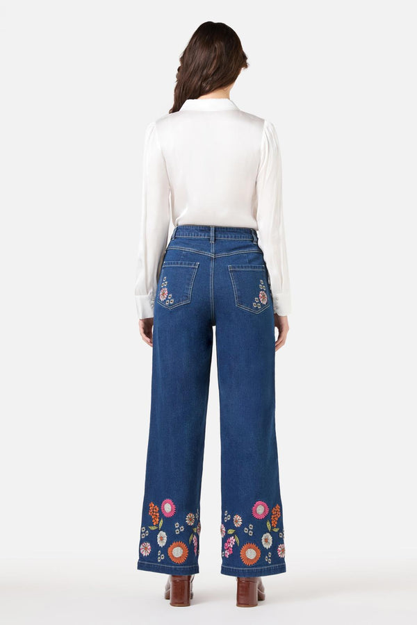 Princess Highway - Viva Floral Embroidered Jean - blue-denim