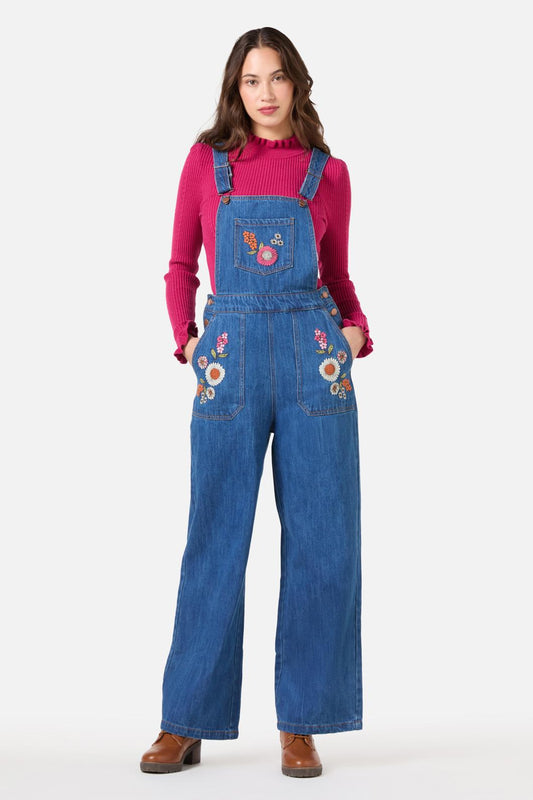 Princess Highway - Viva Floral EmbrodieredOverall - blue-denim