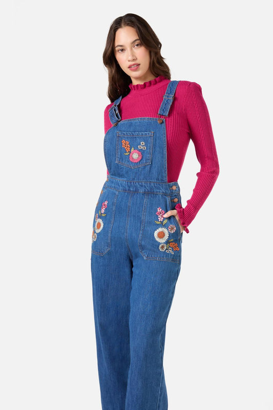 Princess Highway - Viva Floral EmbrodieredOverall - blue-denim