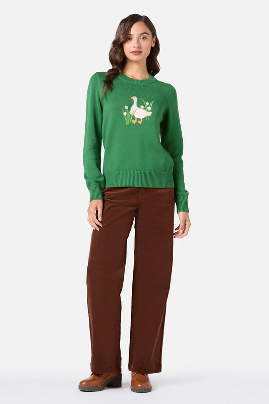 Princess Highway - Goose Embroidered Knit Jumper - green