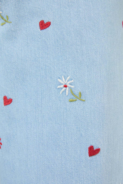 Princess Highway - Ditsy Embroidered Jean - blue-denim