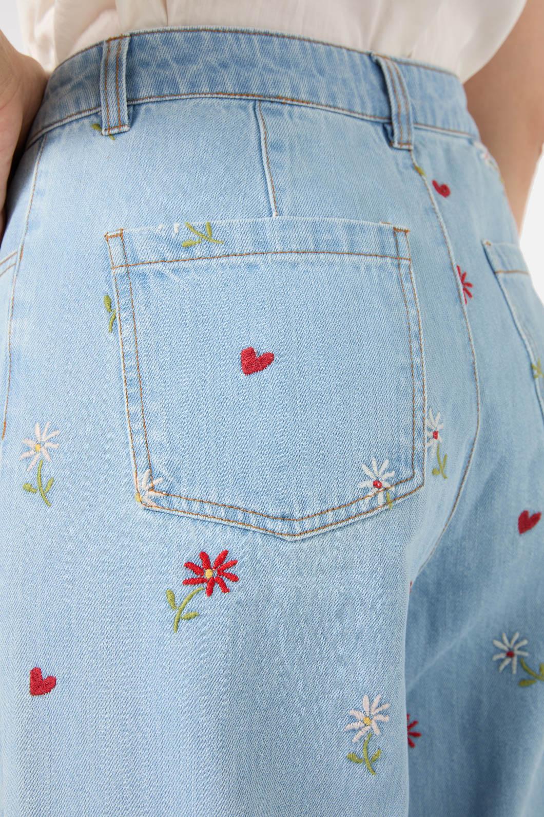 Princess Highway - Ditsy Embroidered Jean - blue-denim