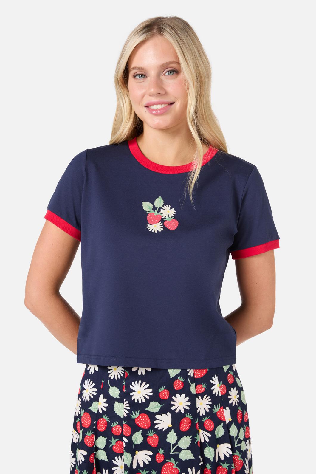 Princess Highway - Strawberry Tee - navy