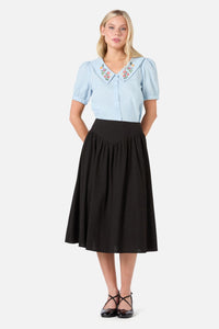 Princess Highway - Latice Embroiderd Blouse - blue