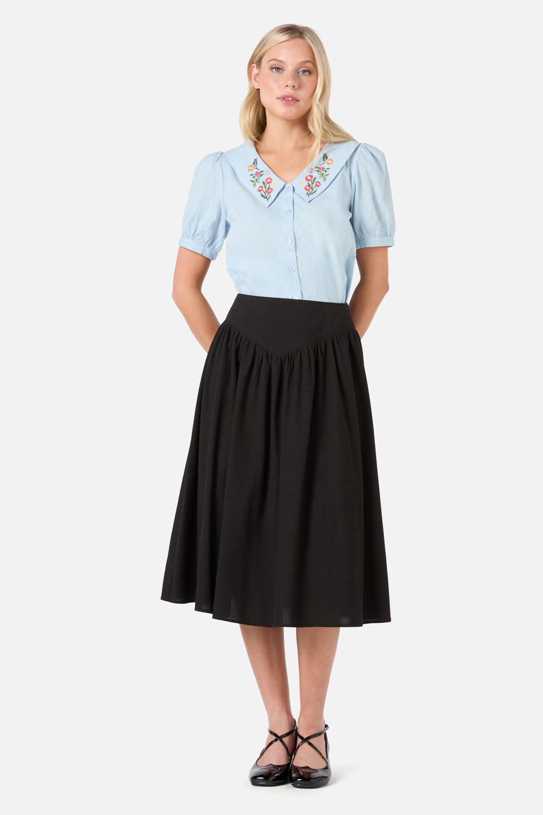 Princess Highway - Latice Embroiderd Blouse - blue