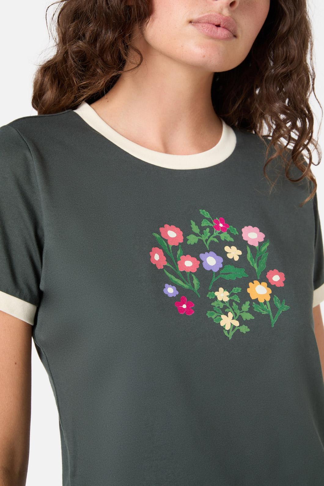 Princess Highway - Lattice Flower Tee - olive