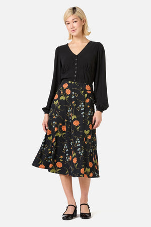 Princess Highway - Esmerelda Floral Midi Skirt - black