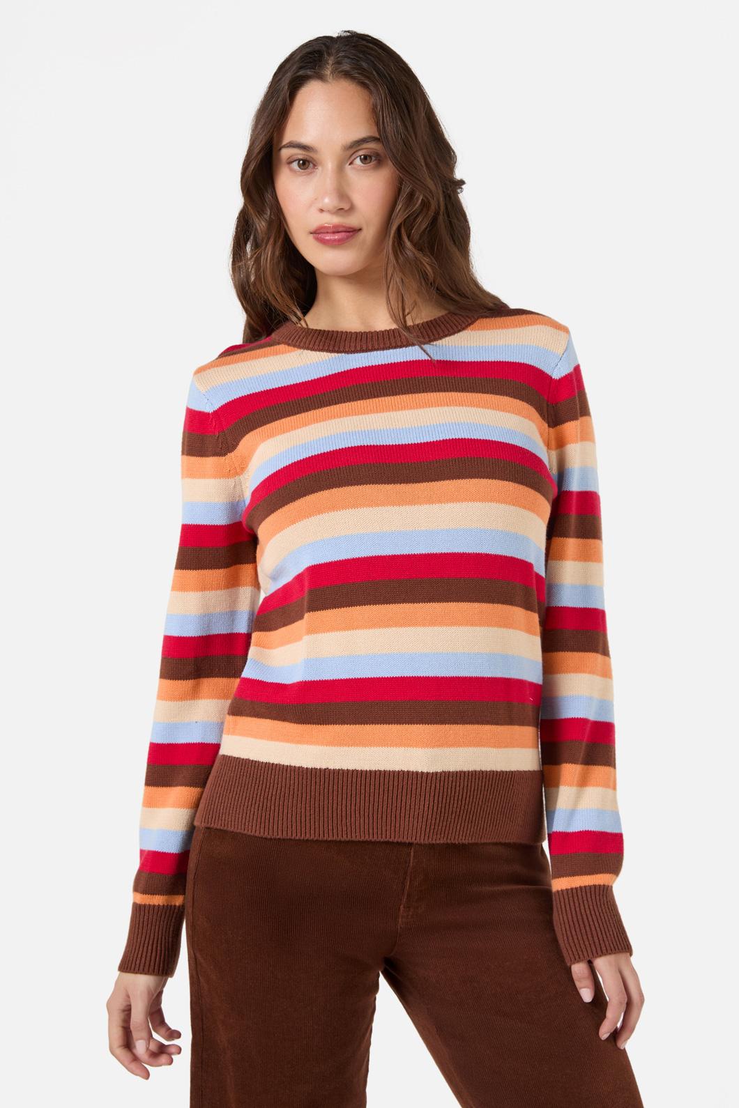 Princess Highway - Jill Stripe Knit Jumper - blue-choc