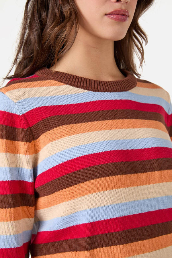 Princess Highway - Jill Stripe Knit Jumper - blue-choc