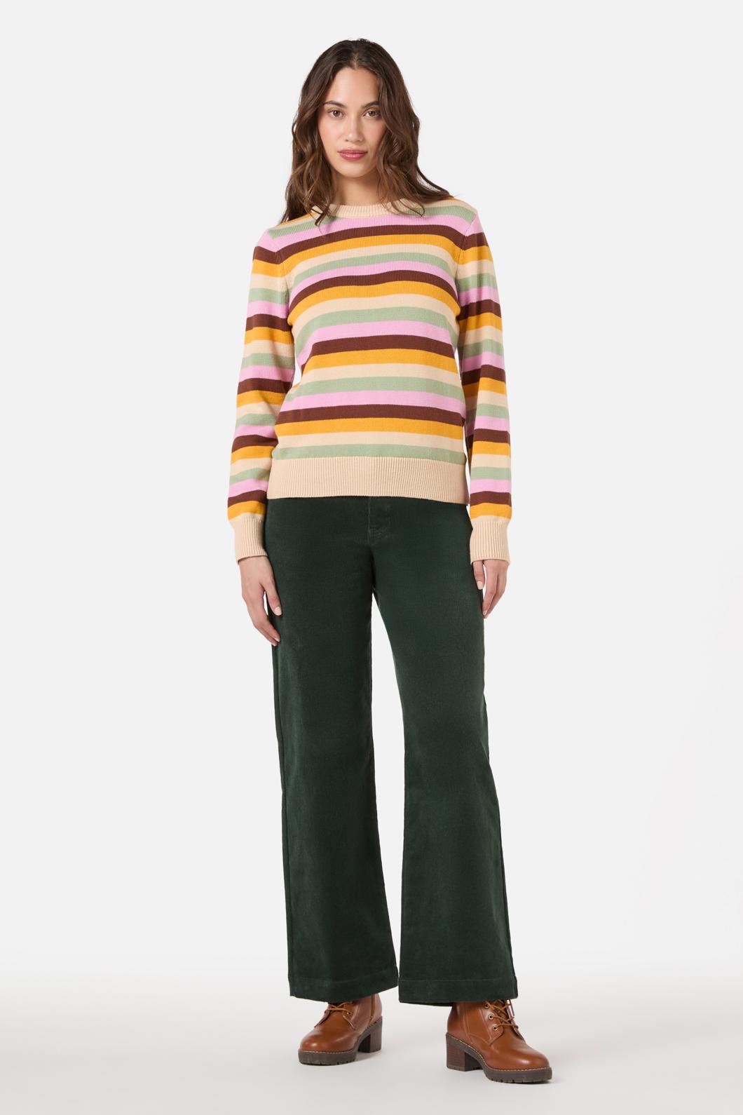 Princess Highway - Jill Stripe Knit Jumper - pink-olive