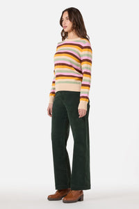 Princess Highway - Jill Stripe Knit Jumper - pink-olive