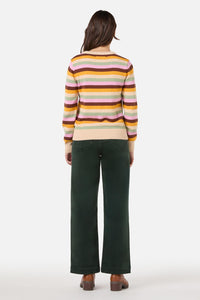 Princess Highway - Jill Stripe Knit Jumper - pink-olive