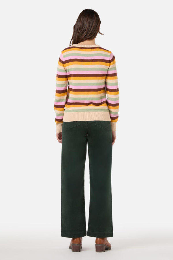 Princess Highway - Jill Stripe Knit Jumper - pink-olive
