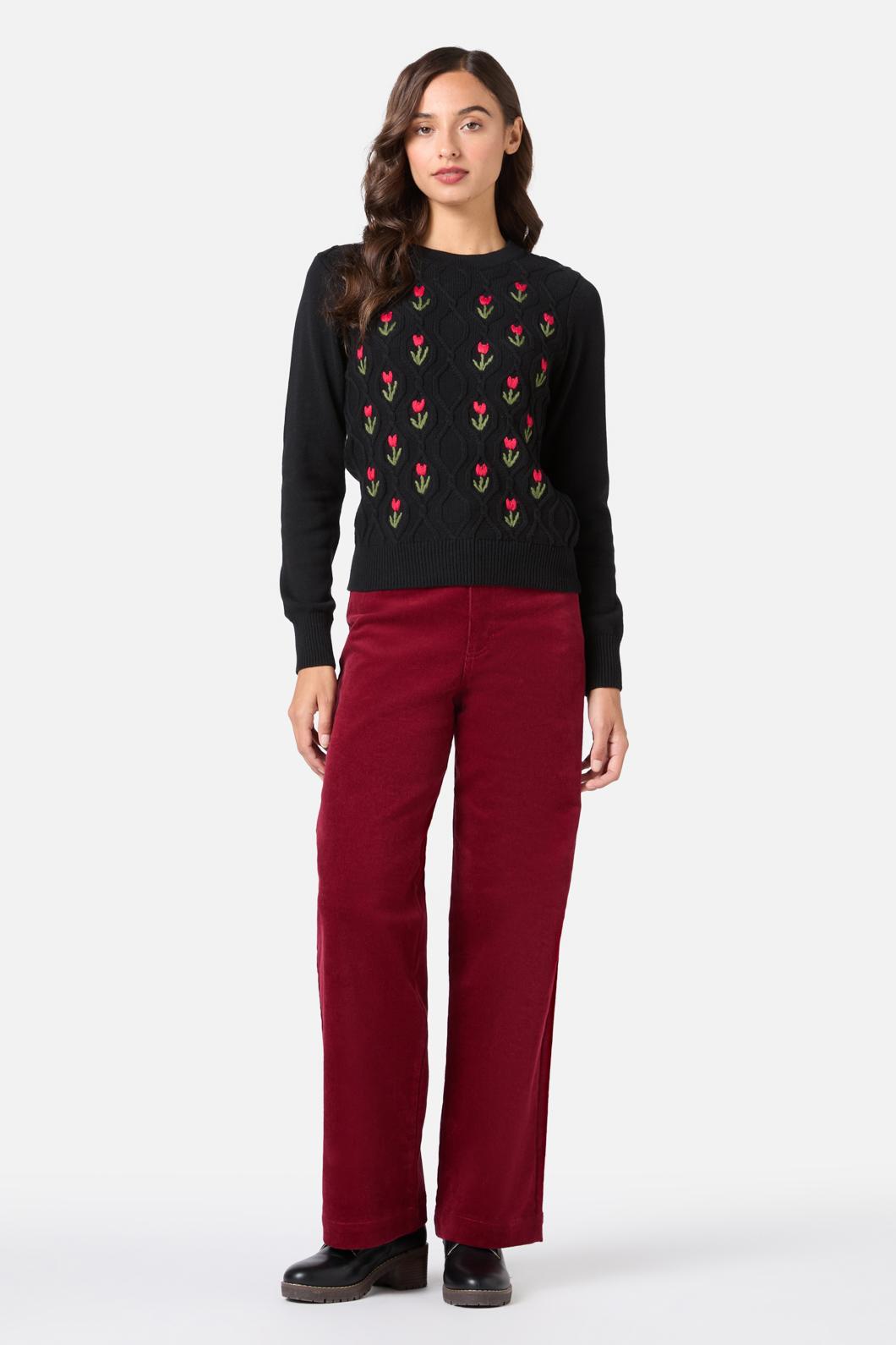 Princess Highway - Tulip Embroiderd Jumper - black