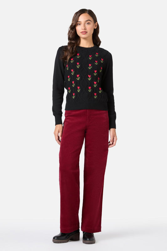 Princess Highway - Tulip Embroiderd Jumper - black