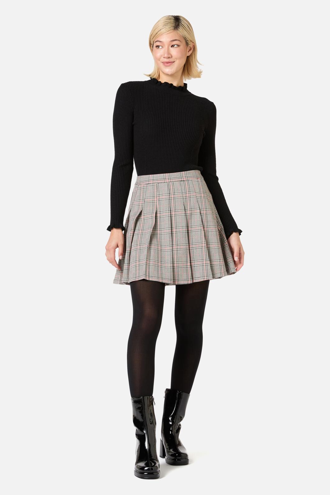 【WONDER WONDER】Daffel Check Pleated Mini Skirt Wonder Nation Girls Denim Skirt, Sizes 4-18 & Plus - Walmart.com
