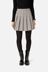 Princess Highway - Joe Check Pleated Mini Skirt - black-red
