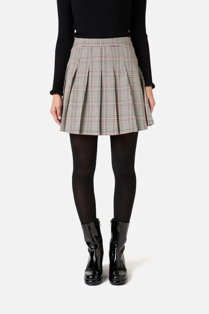 Princess Highway - Joe Check Pleated Mini Skirt - black-red