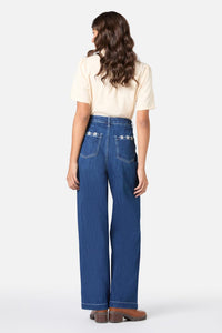 Princess Highway - Meg Daisy Embroidered Jean - blue-denim