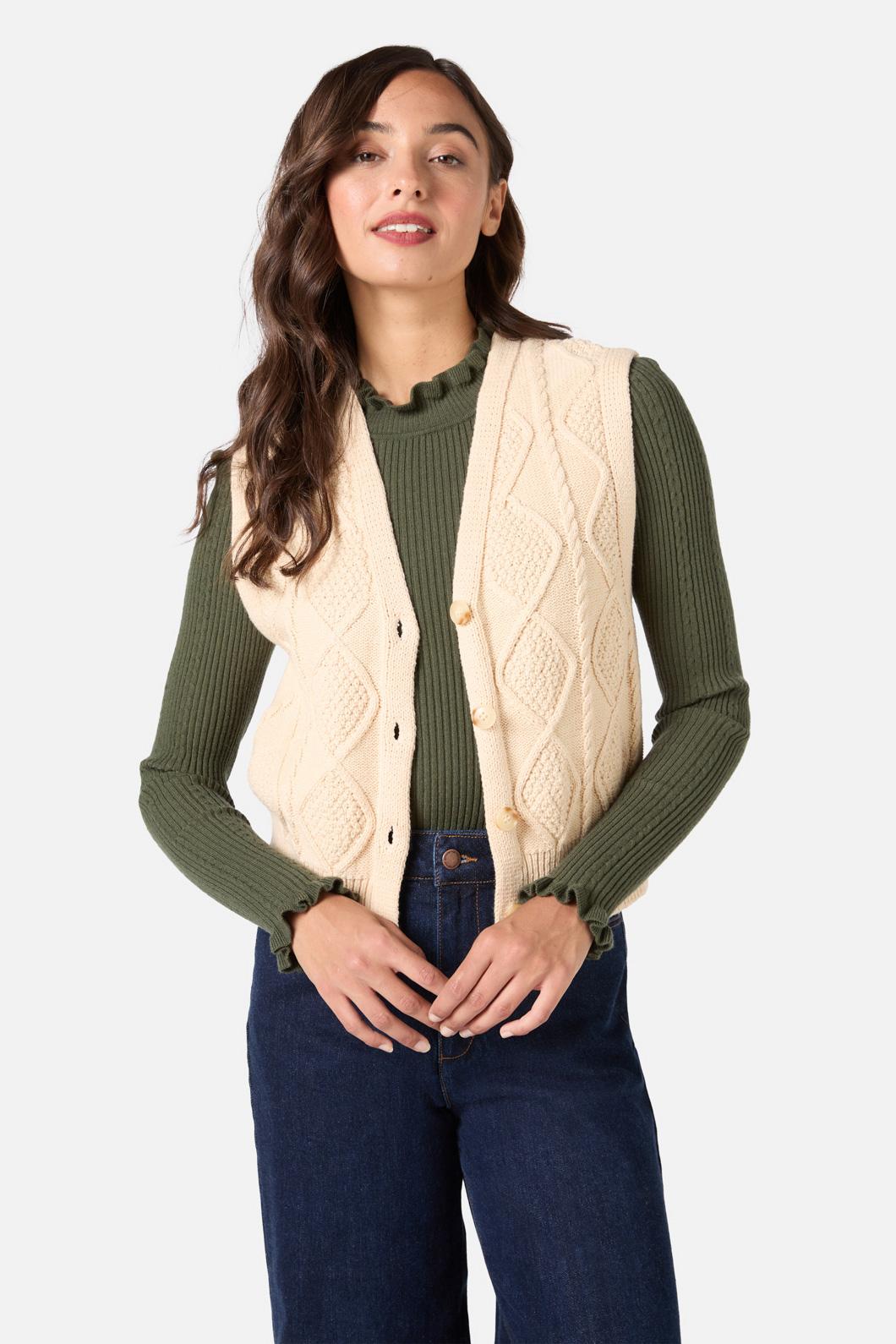 Princess Highway - Milena Cable Knit Vest - cream
