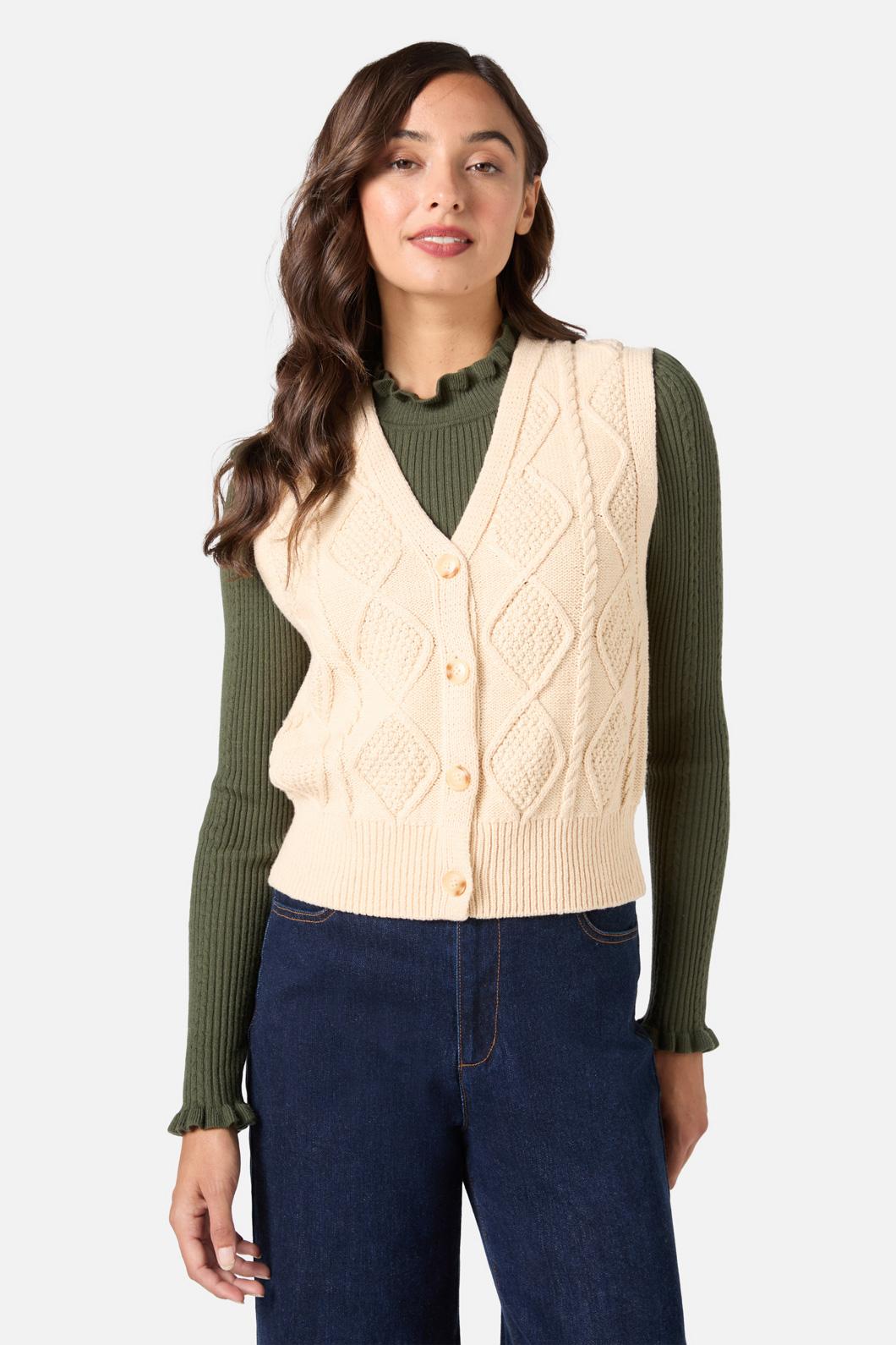 Princess Highway - Milena Cable Knit Vest - cream