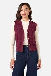 Princess Highway - Milena Cable Knit Vest - wine