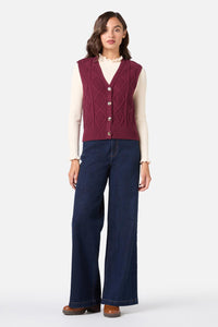 Princess Highway - Milena Cable Knit Vest - wine
