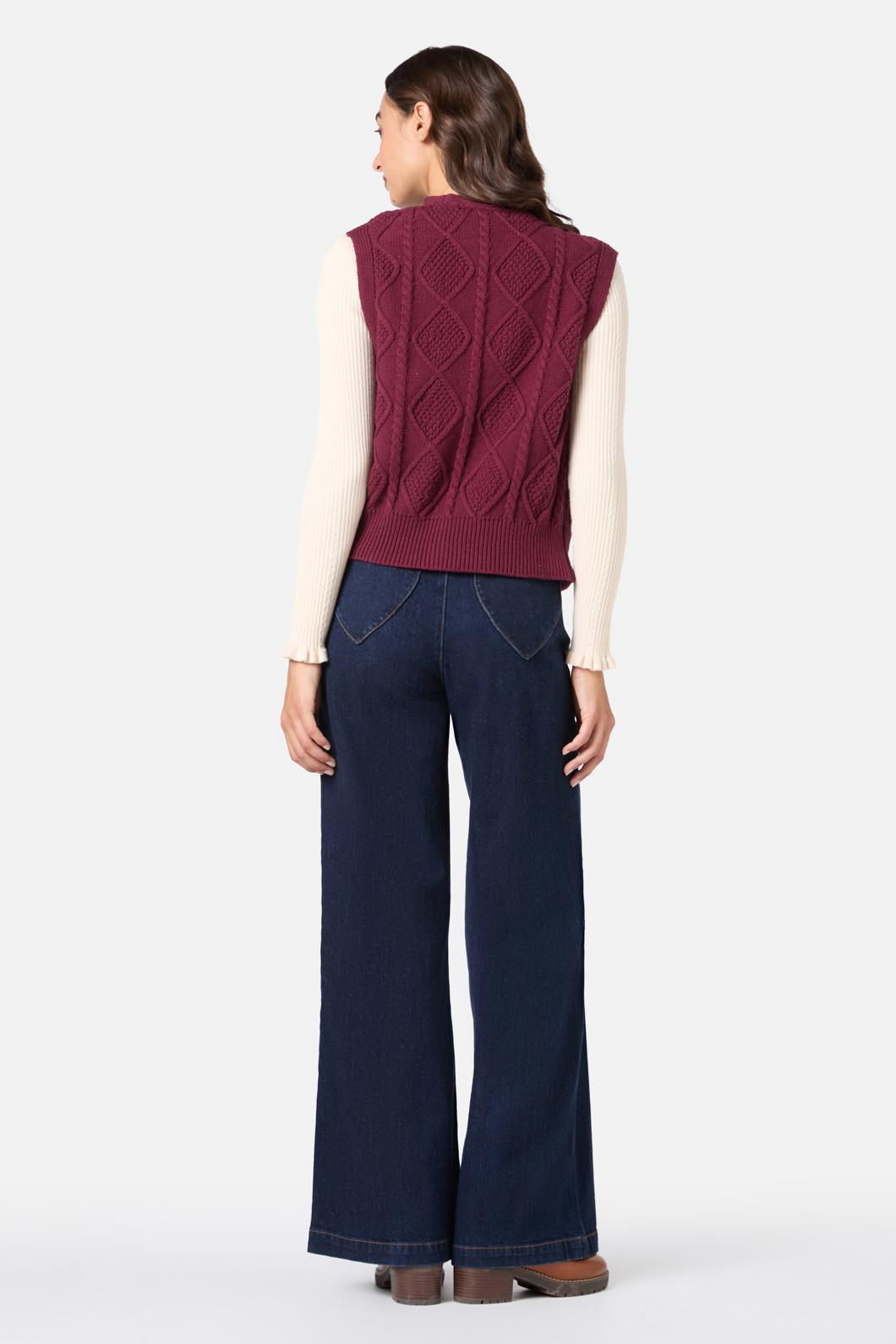 Princess Highway - Milena Cable Knit Vest - wine