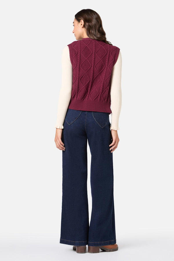 Princess Highway - Milena Cable Knit Vest - wine
