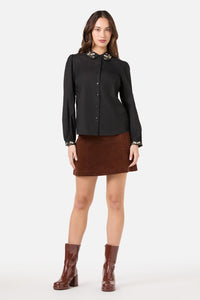 Princess Highway - Flora Bee Embroidered Blouse - black