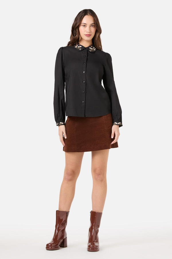 Princess Highway - Flora Bee Embroidered Blouse - black