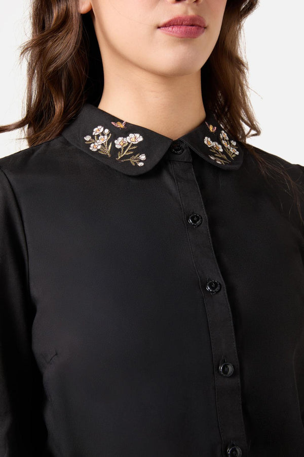 Princess Highway - Flora Bee Embroidered Blouse - black