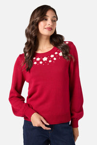 Princess Highway - Meg Daisy Embroidered Jumper - red