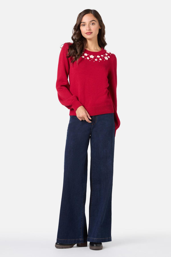 Princess Highway - Meg Daisy Embroidered Jumper - red
