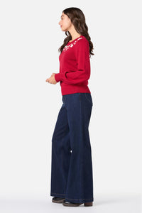 Princess Highway - Meg Daisy Embroidered Jumper - red