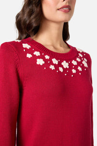 Princess Highway - Meg Daisy Embroidered Jumper - red